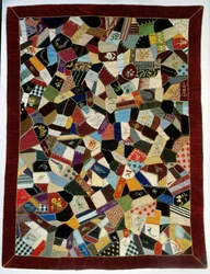 Crazy Quilt mit der Inschrift Mutter, 63 Jahre in einer Ecke, 1887